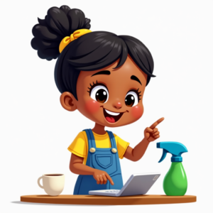 Cartoon Girl is doing marketing