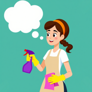 A Lady Employee is showing Cleaning work