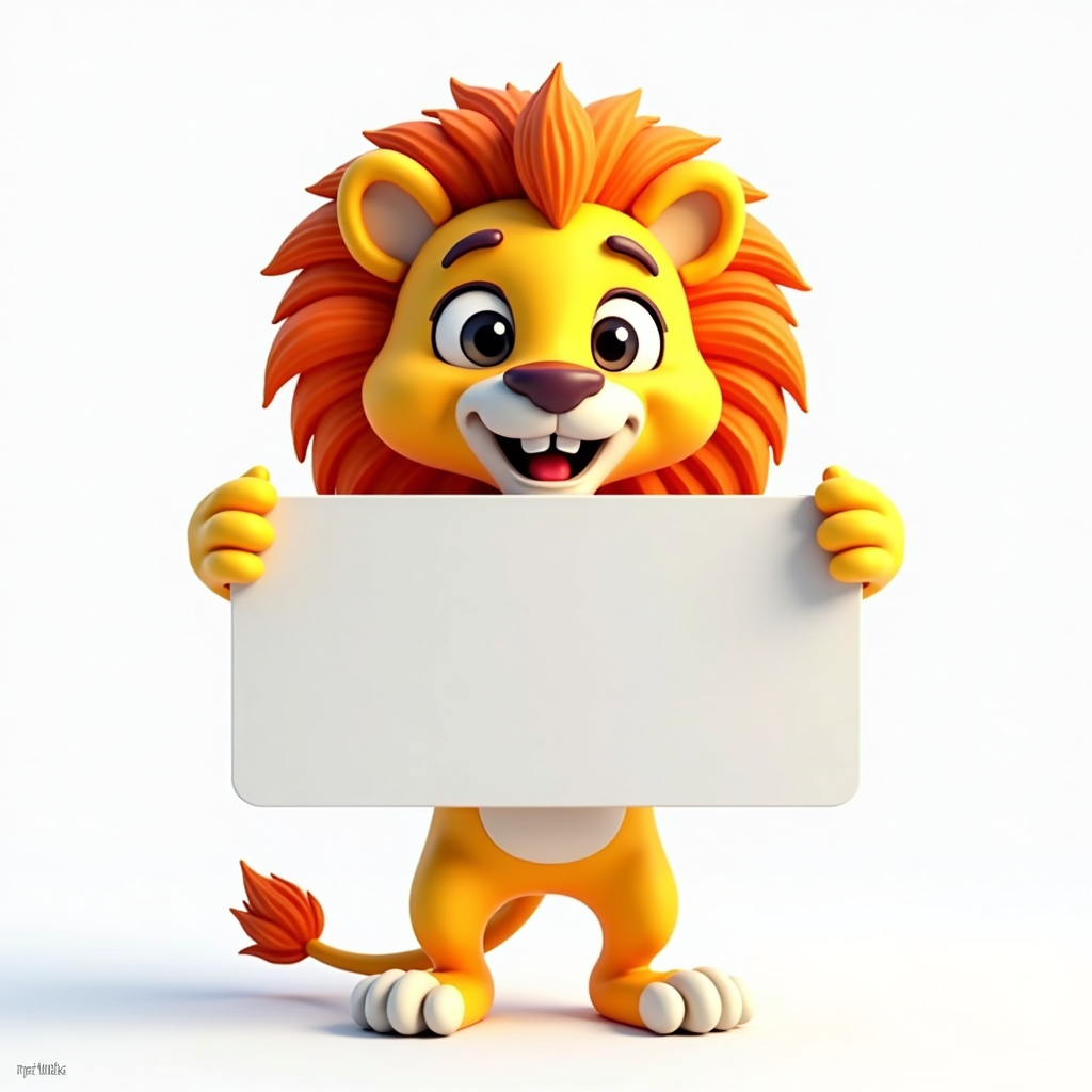 A Cartoon Lion Showing Board