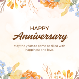 Orange color Happy Anniversary of image
